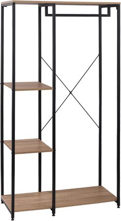 WOLTU Clothes Rack - Organised Clothes Rack, Wardrobe Clothes Rail, Laundry Rack, Open Wardrobe with 4 Shelves for Bedroom, Hallway, Wood and Steel