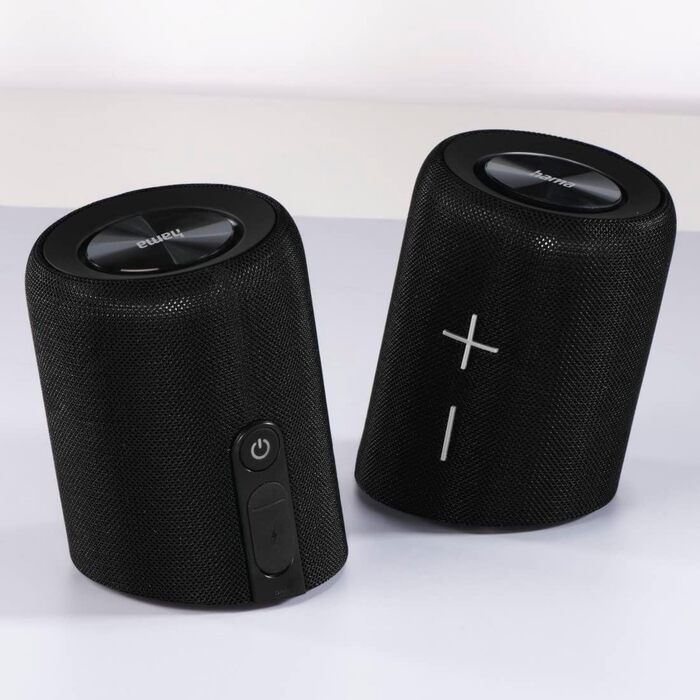Hama Twin: Набір 2 Bluetooth колонок 30W, водонепроникні (IP67), чорні. Портативні, плавучі, до 10 годин роботи. True Wireless Stereo.