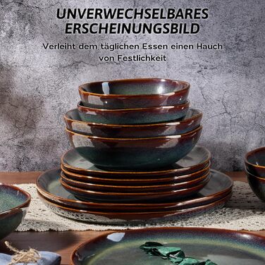 Сервіз Joyfair на 6 осіб, 24 предмети, кераміка, реактивний Tundra Green