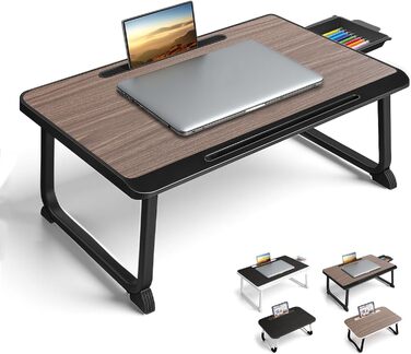 Стіл-підставка для ноутбука в ліжко, для роботи та відпочинку, 60x40 см, коричневий