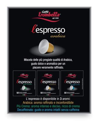 Кава в капсулах Caffè Trombetta L'Espresso, сумісні з Nespresso, 100% Арабіка, насичена та міцна, 50 капсул