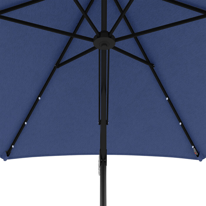 Outsunny Solar Patio Umbrella with LED, Ø290x260 cm, including cross base 55-60kg, UV protection, hand crank & protective cover, polyester, dark blue