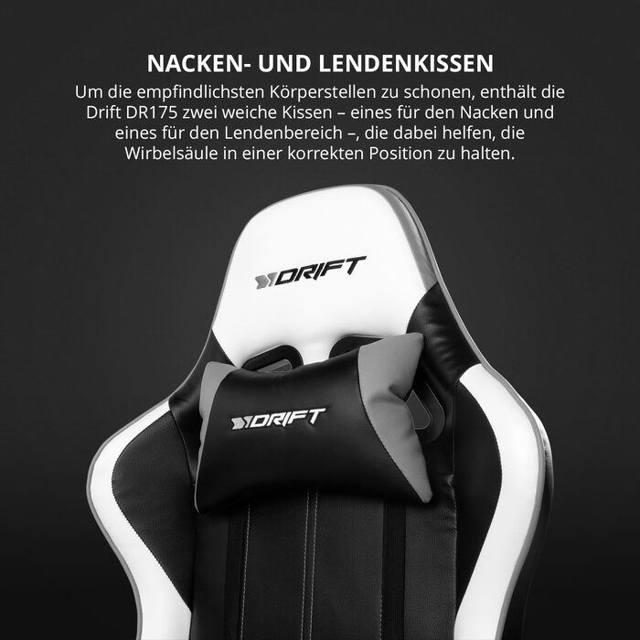 Геймерське крісло Drift DR175PINK: професійне, рожеве, штучна шкіра, регульовані підлокітники, клас 4