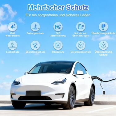 Зарядний кабель Type 2 Schuko 3.68kW 6-16A для електромобілів та PHEV, 7м, LCD дисплей, IP65