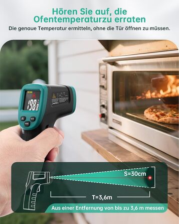 Інфрачервоний термометр ERICKHILL -50℃~800℃: безконтактний лазерний вимірювач температури з LCD-дисплеєм, регульована емісійність. Підходить для приготування їжі, грилю, заморожування, промисловості.