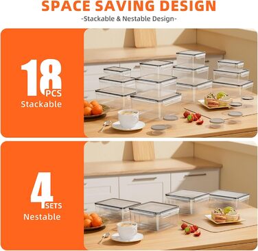 Набір контейнерів для зберігання продуктів 36 шт. з кришками, витіканнями, для кухні