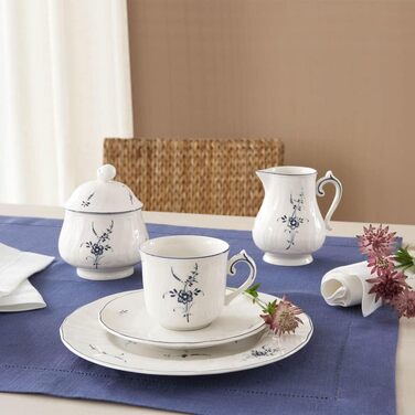 Villeroy & Boch Vieux Luxembourg Sugar Bowl, Premium Porcelain, White/Blue, 1023410930, 11.2 x 15 x 3 cm