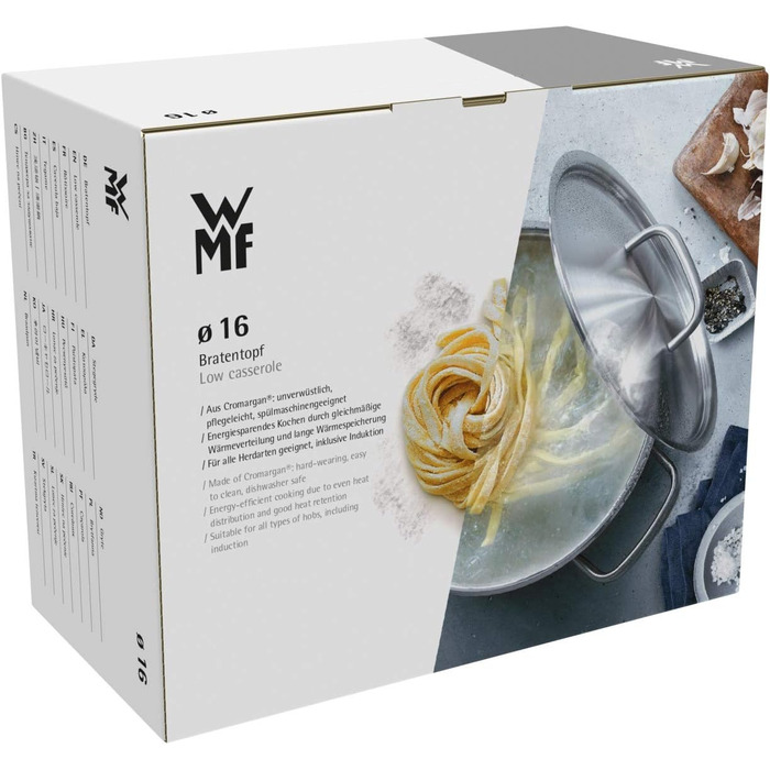 Каструля WMF Mini Kochtopf 16 см з кришкою з нержавіючої сталі Cromargan, 1,5 л, для невеликих порцій, індукційна