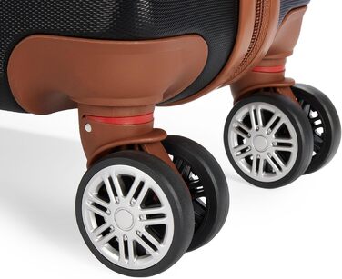 Набір валіз BruBaker Paris - 3 шт. з жорстким корпусом (M, L, XL) з кодовим замком, 4 колеса, ручки. Чорний та світло-коричневий