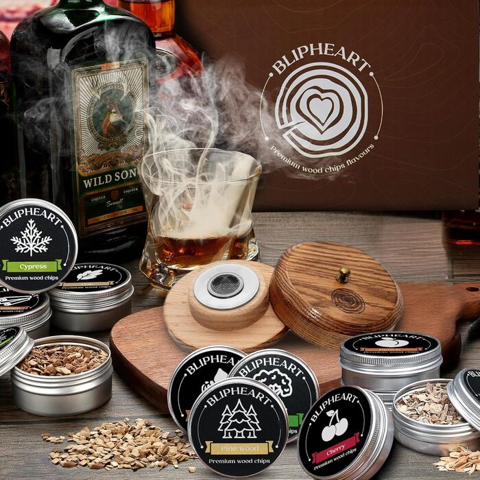 Тріски для коктейльного смокера, 12 смаків, натуральні тріски для приготування напоїв, Bourbon, Whiskey, кулінарні тріски, подарунок для чоловіка