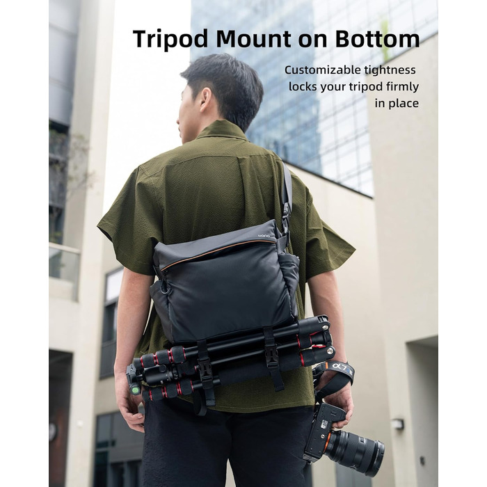 Чорна сумка-переноска для камери LLANO: DSLR/беззеркальні камери, 1 камера, 2 об'єктиви, аксесуари