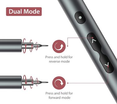 LOFICOPER Міні електричний набір викруток 28 в 1 з LED, USB-C, для ремонту ноутбуків та годинників (сірий)
