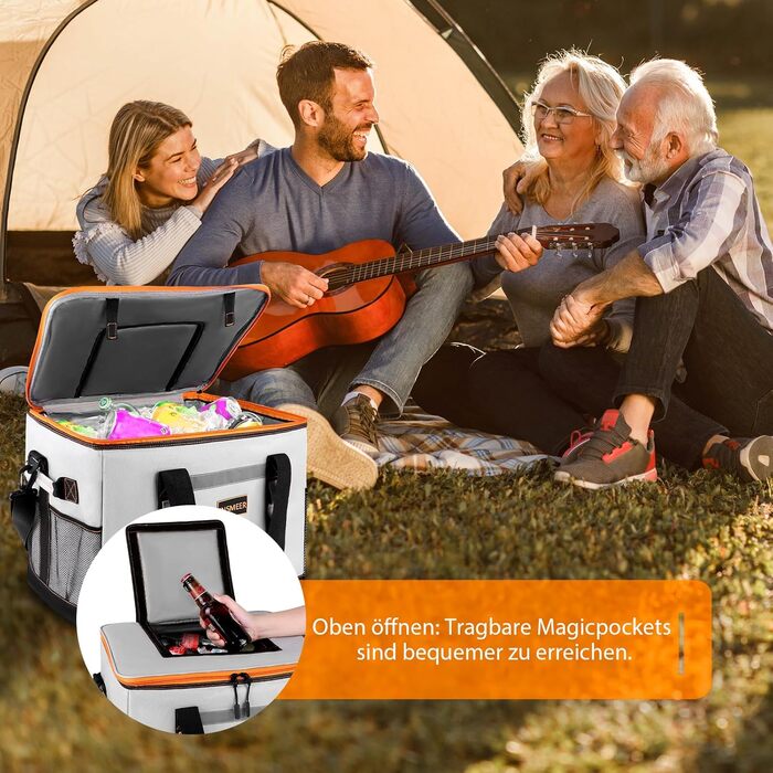 Сумка-холодильник INSMEER 48L для пікніків, кемпінгу та пляжу (сіра)