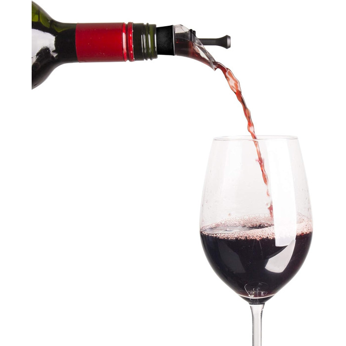 Vacu Vin Wine Pump with Spout and Stopper, Plastic, Black, 5 x 8.3 x 22 cm