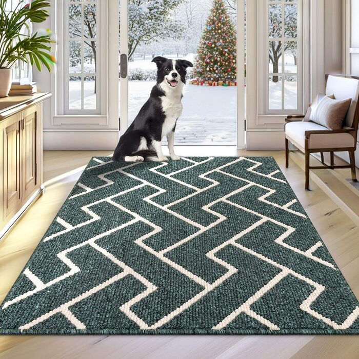 Вологостійкий килимок для дому Black 50x80 см, килимок для порогу, антиковзаючий, для входу, коридору, саду, дому, для тварин (80x100 см, Emerald)