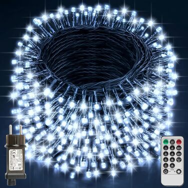 LED гірлянда 220 LED, 29.2 м, для прикраси ялинки, внутрішнього та зовнішнього використання, 8 режимів, IP44, з пультом, таймер, тепле біле світло, для Нового року, саду, вечірки, весілля