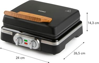 Вафельниця DOMO DO9280W для приготування бельгійських вафель з антипригарним покриттям, 1520W, білий/чорний