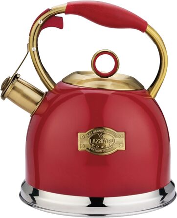 Чайник-свисток 3л з нержавіючої сталі, з термостійкою ручкою, для індукційних плит (червоний)