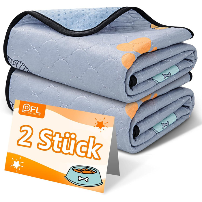 Багаторазові пелюшки для цуценят, 2 шт. - супер вбираючі пелюшки PIPI для собак, неслизькі тренувальні пелюшки для собак для диванів, вольєрів або автокрісел 76x81 см (2 шт.)