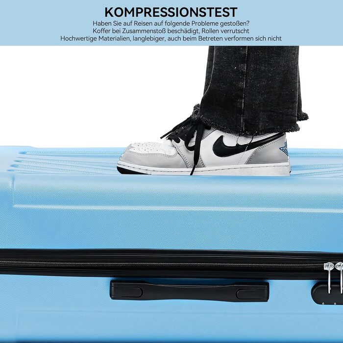 Чохол-валіза BEIBYE з кодовим замком та 4 колесами (Чорний, Гляційно-блакитний, Великий-76см)