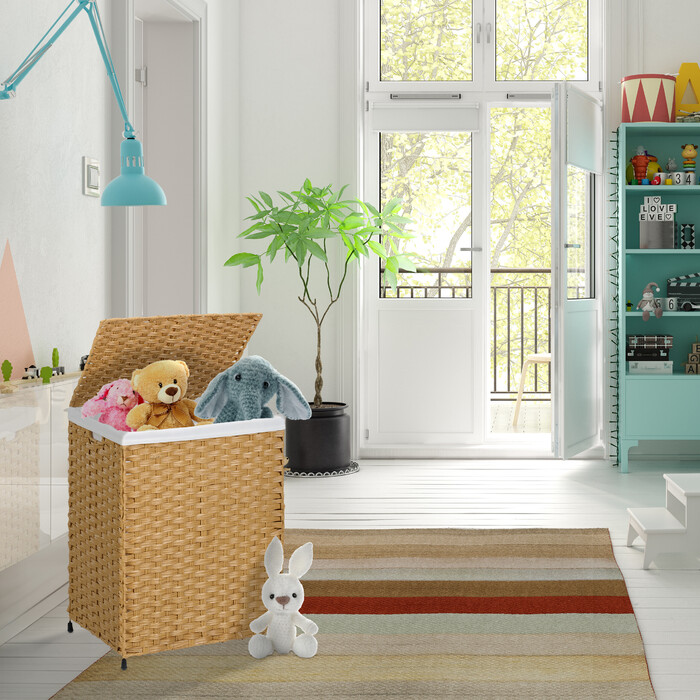 Relaxdays Laundry Basket Rattan-Look 90 L