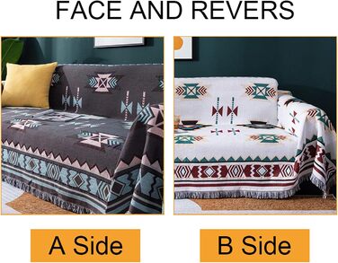 Плед Boho з китицями 130×180 см, геометричний жаккардовий плед у американському етнічному стилі, декоративний плед для дому, офісу, подорожей і кемпінгу Sucre