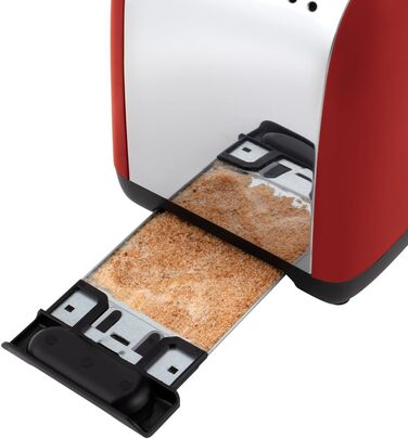 Russell Hobbs Toaster [for 2 slices] Colours Plus Stainless Steel Red (extra wide slots, includes bagel attachment, 6 browning levels + defrost function, Lift & Look function, 1600W) 26554-56 Toaster Compact NEW