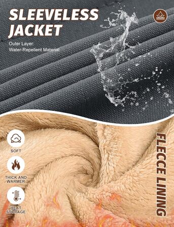 Xnova чоловіча зимова жилетка з підкладкою Thero Sherpa, тепла флісова жилетка, зимова куртка, жилетка для полювання, робоча жилетка, утеплена жилетка для активного відпочинку, сіра, розмір M