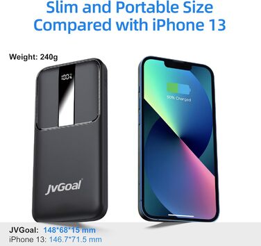 Power Bank JVGoal 10000 mAh USB-C PD 18W з LCD-дисплеєм для iPhone, Nintendo Switch, Tablets