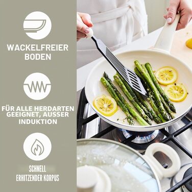 Набір керамічного посуду GreenLife Soft Grip (8 предметів), антипригарне покриття без PFAS, колір Cream