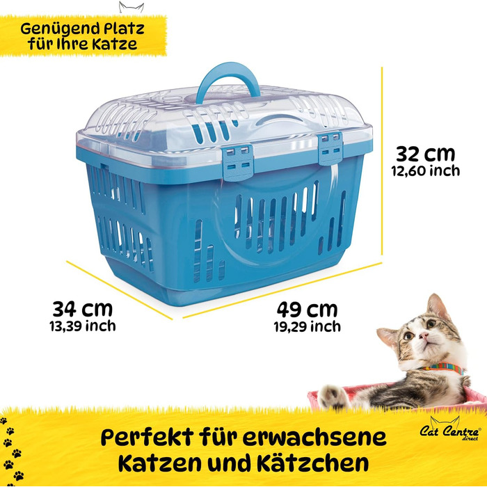 Транспортний бокс для котів Open Top, блакитний, 49 x 34 x 32 см