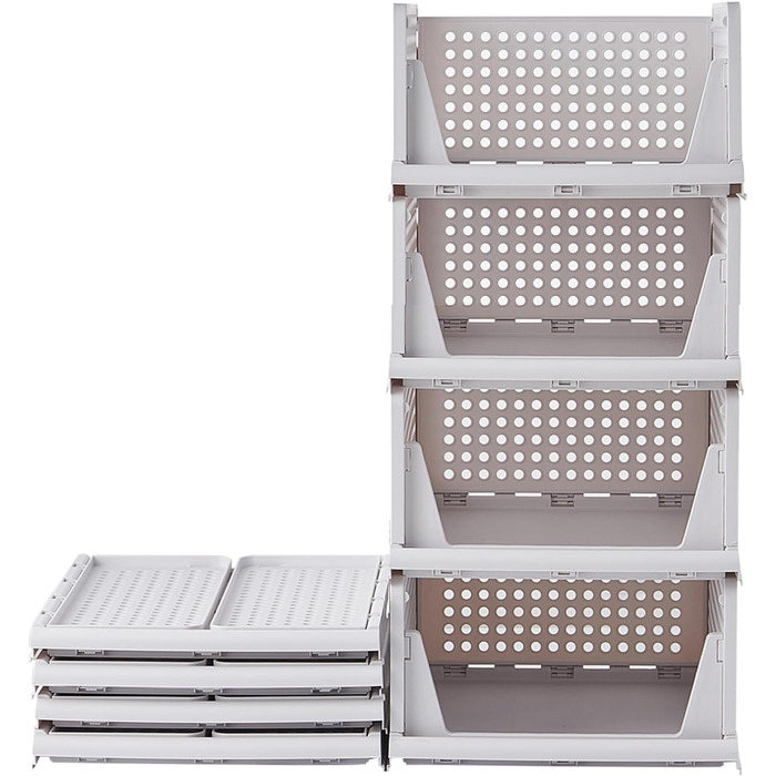 RMAN 4-Piece Closet Organizer Stackable Folding Closet Organizer for Drawers, Closet Organizer, Storage Boxes, Kitchen, Bathroom