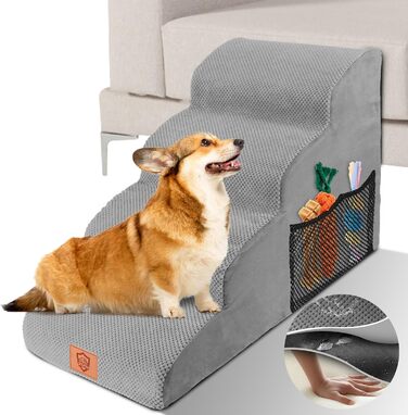 Dog stairs, dog stairs 50cm high, pet stairs 4 steps, removable non-slip foam dog ramp, dog stairs for small dogs and cats, washable cat stairs