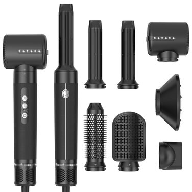 UKLISS Airstyler 7-in-1: Фен-щітка, автоматична завивка, 7 функцій, чорний