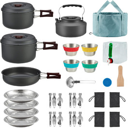 Набір кухонного посуду Bulin для кемпінгу та пікніків (24/13/11/8/4 шт.) – посуд для походів, пікніків та відпочинку на природі