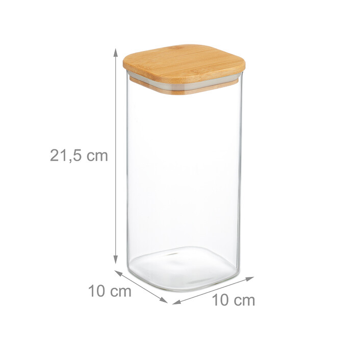 Relaxdays Set of 3 Storage Jars with Lids, 1500 ml