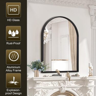 Дзеркало овальне настінне, 45x65 см, чорний, металевий каркас для ванної/вітальні/спальні