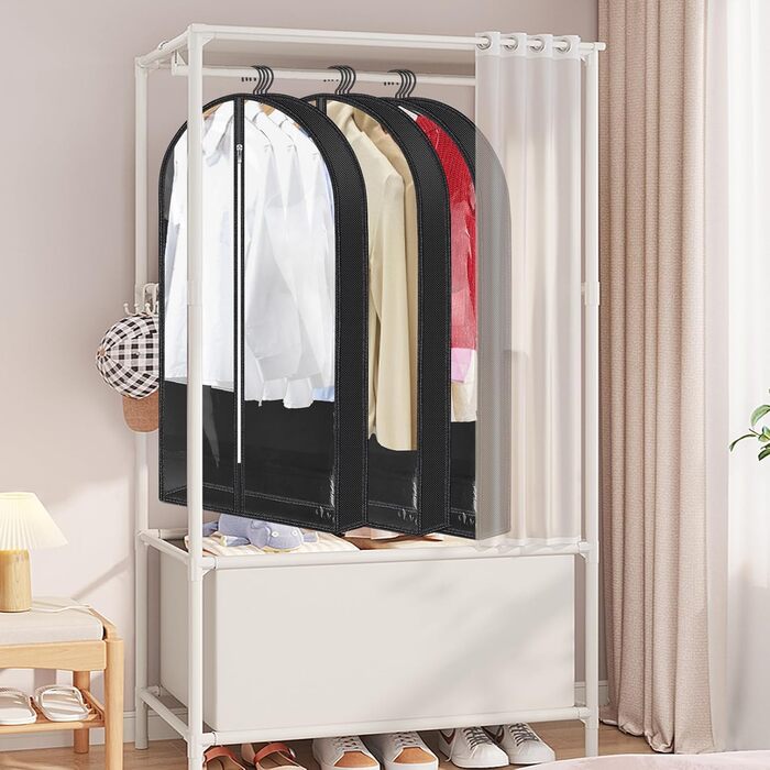 Чохли для одягу 3 шт. Преміум, дихаючі, на блискавці, 100x60 см, чорні. Для зберігання та подорожей.