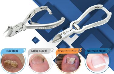 Професійний кусачки для нігтів SMI (2 шт.) для врослих та товстих нігтів, нержавіюча сталь, з чохлом для педикюру