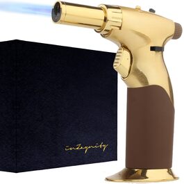 Бунсен-горилка на бутані, регульована, 2-в-1 з бездротовим вимикачем для випічки, приготування їжі, грилю та крем-брюле (сталево-коричнева)