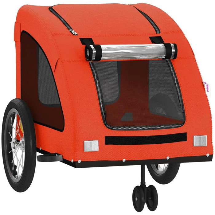 Фургон для собак VidaXL - переносний, з прапором та світловідбивачами, до 30 кг, Oxford-Gewebe, 63.5 x 124.5 x 66 см, Оранжевий