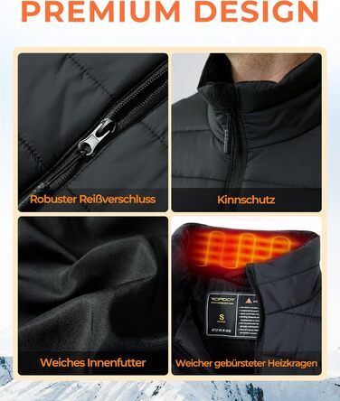 Електрична гріюча жилетка Topdot для чоловіків з Powerbank 7.4V 16000mAh, 8 нагрівальних зон, 3 температурні режими, для активного відпочинку, катання на лижах та риболовлі