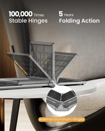 Бездротова клавіатура та миша ProtoArc XKM01: складана, Bluetooth, 2.4G, QWERTZ, для iPad, Tablet, iPhone, Laptop (Space Grey)