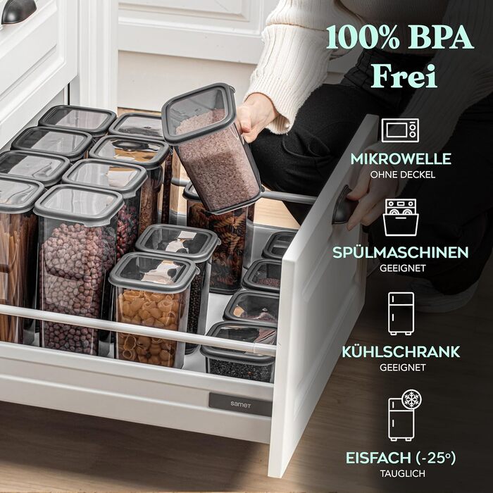 Контейнери для зберігання Meleni з кришкою, набір 12 шт., для кухні, зберігання та організації, BPA Free