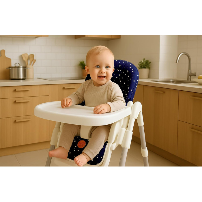 Універсальний сидіння-вкладиш для дитячого стільчика Ikea, Peg Perego, стільчиків для годування – м'яка накидка на дитячий стілець, морська синя з листям, сидіння-подушка для малюків