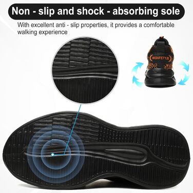 Чоловічі робочі черевики S1 з захистом від удару, антиковзаючі, безпечні черевики, розмір 38-46 EU, 43 EU, помаранчевий колір