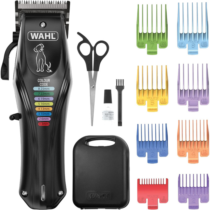 Машинка для стрижки собак WAHL Color Pro: бездротова, акумуляторна, з кодованими гребінцями, тиха, чорна
