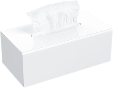 AITEE Acrylic Cosmetic Tissue Box: 25x13x9 cm White Tissue Box with Magnetic Cover for Dining Room, Bathroom, Bedroom, Office, Coffee Table, Car