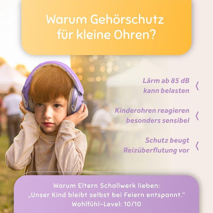 Schallwerk® Kapselgehörschutz Kiddies: Дитячий навушник шумозахисту для дітей | Комфортні навушники для повсякденного використання та заходів (Rocket Berry)