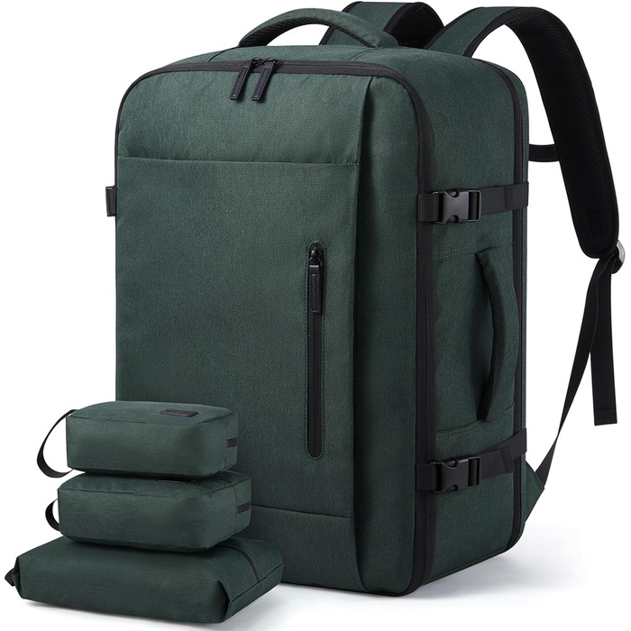 LOVEVOOK Рюкзак для ручної поклажі, 40L, валіза-рюкзак, для подорожей, з відділенням для ноутбука 17.3 дюймів, чоловічий/жіночий, темно-зелений